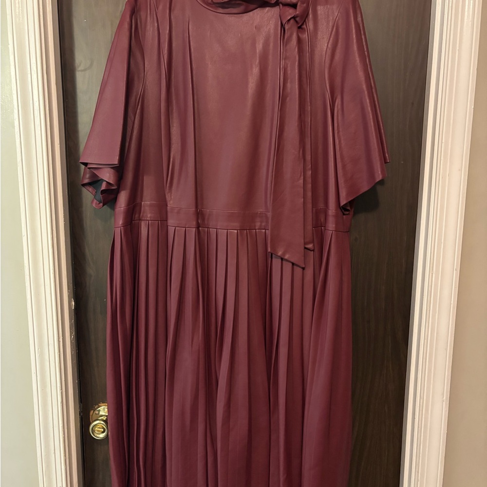 Eloquii Purple Cowl Neck Pleated Midi Gown